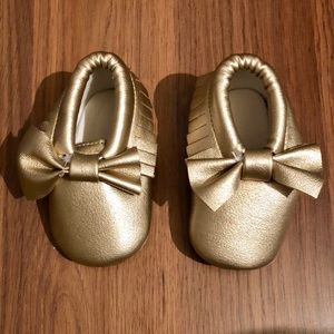Gold Leather Baby Moccasins
